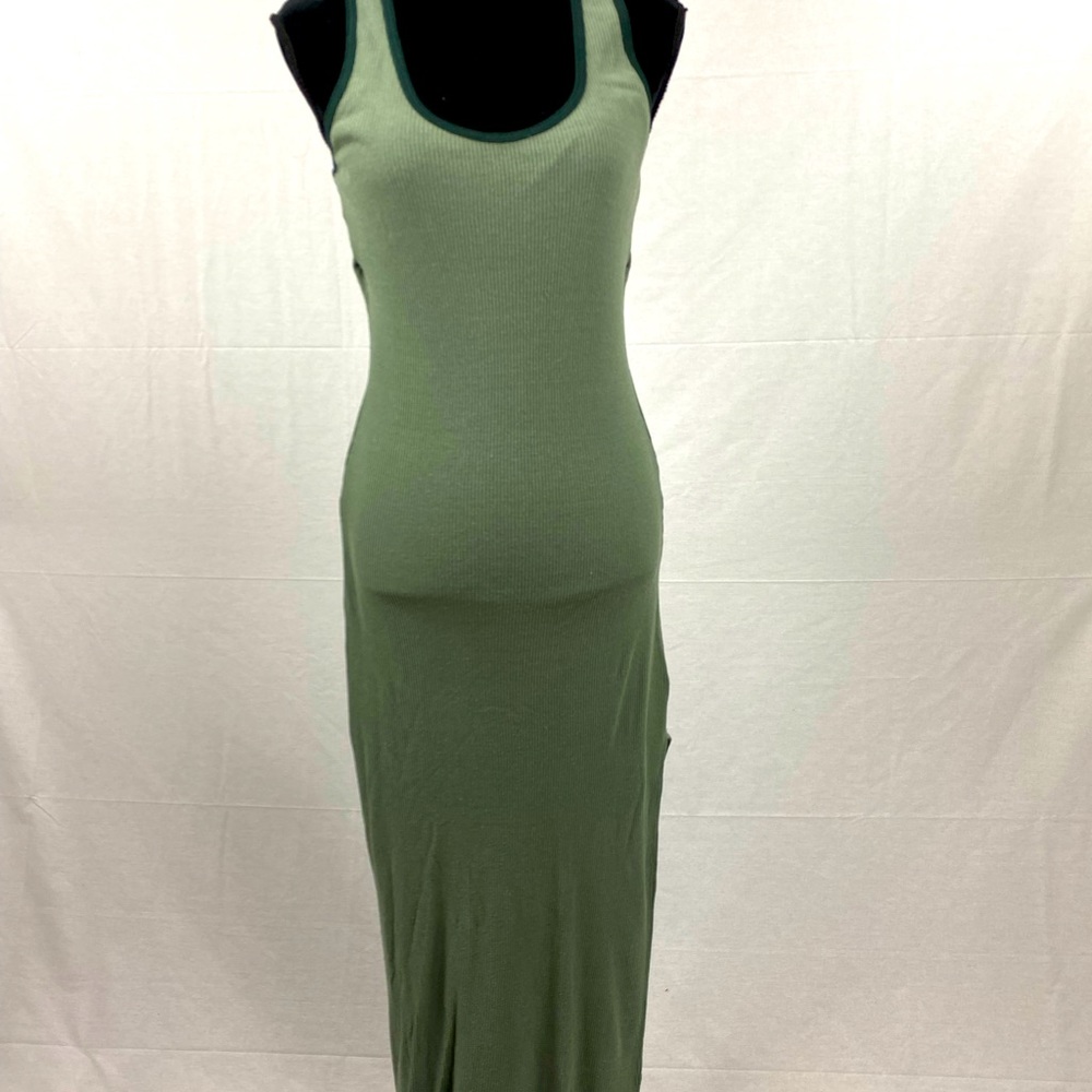 John Elliott RAW Silk Ribbed MIDI Dress in Moss Green SIZE Small-NWT $398.00